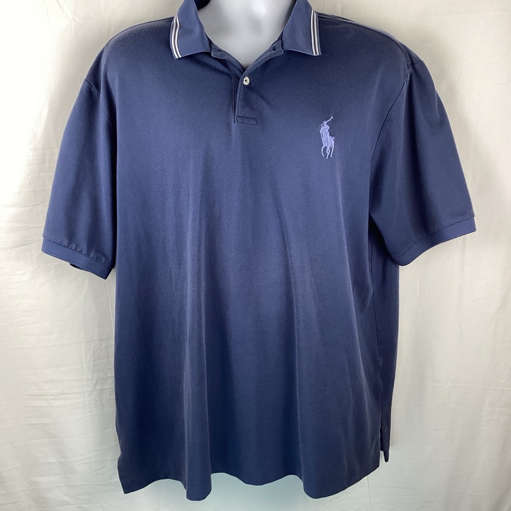 Polo Golf Ralph Lauren Big Pony Men's 2XL Navy White Trim On Collar